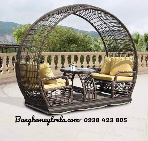 Bàn ghế mây nhựa ngồi ngoài trời